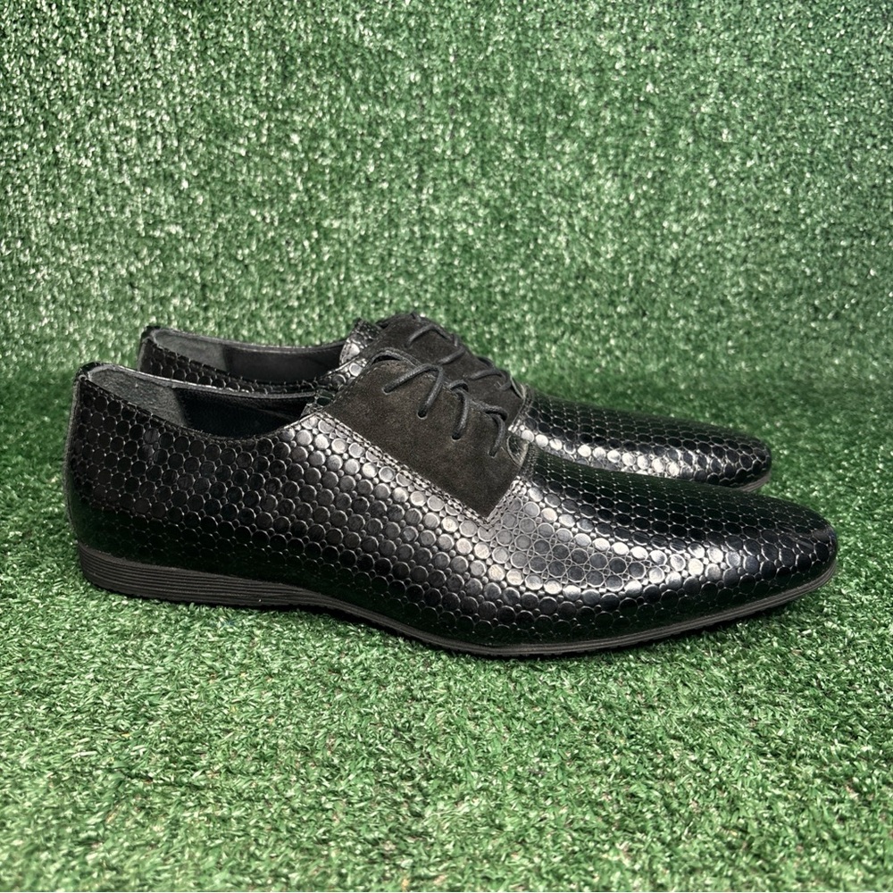 Vercini‎ Black Oxford Mens Formal Shoes Made In Turkey Size 8.5 / 42
